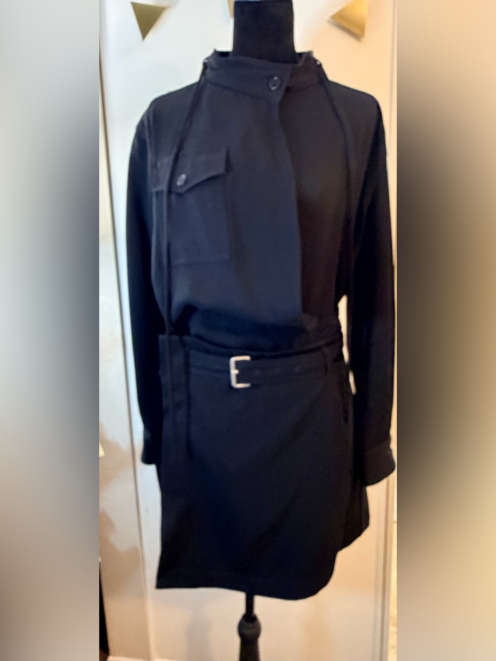 Rare Zara Studio Limited Edition Black Belted Overlay Utility Mini Dress NWT M - Picture 5 of 16
